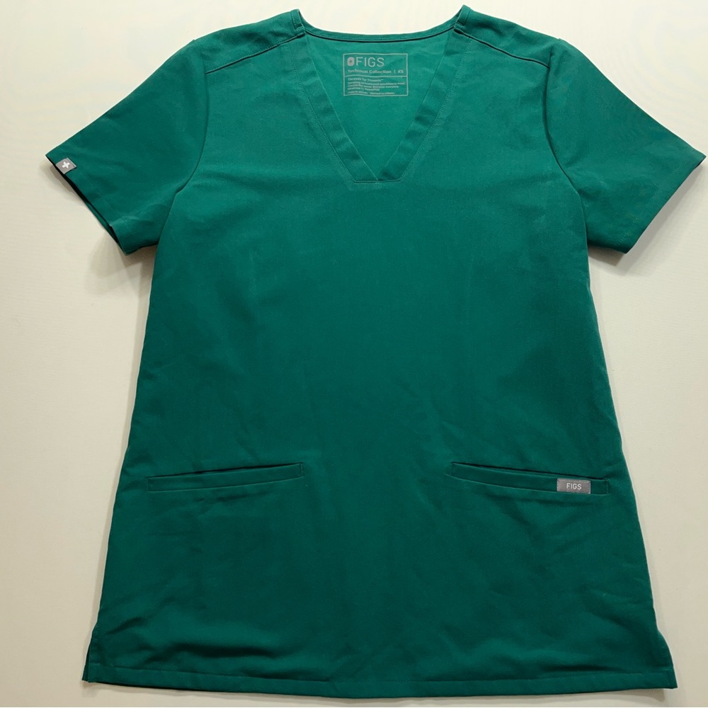 Figs Scrub Top Womens Size XS Casma 3 Pocket Medical Nursing FW1100 Green PO1763